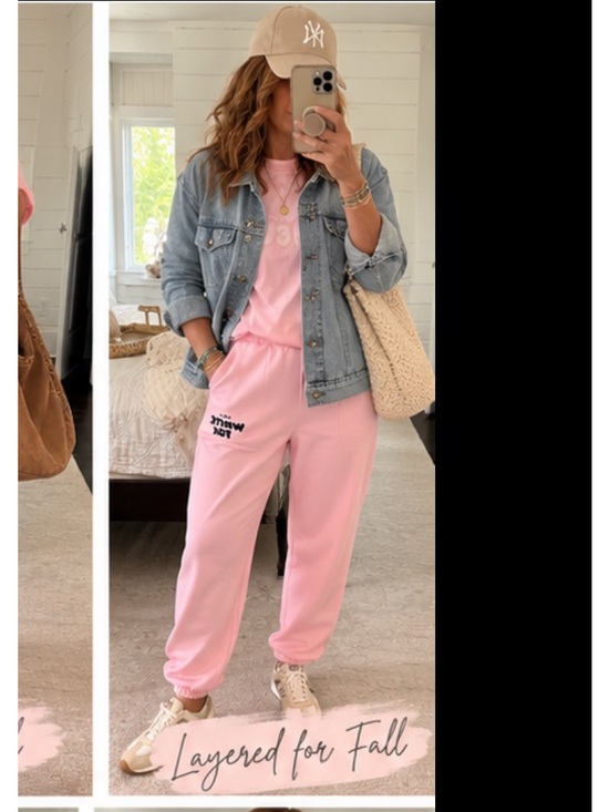 White Fox Boutique Pants - WHITE FOX. SET. Pink tshirt and Sweatpants Set. L. Like new!!!